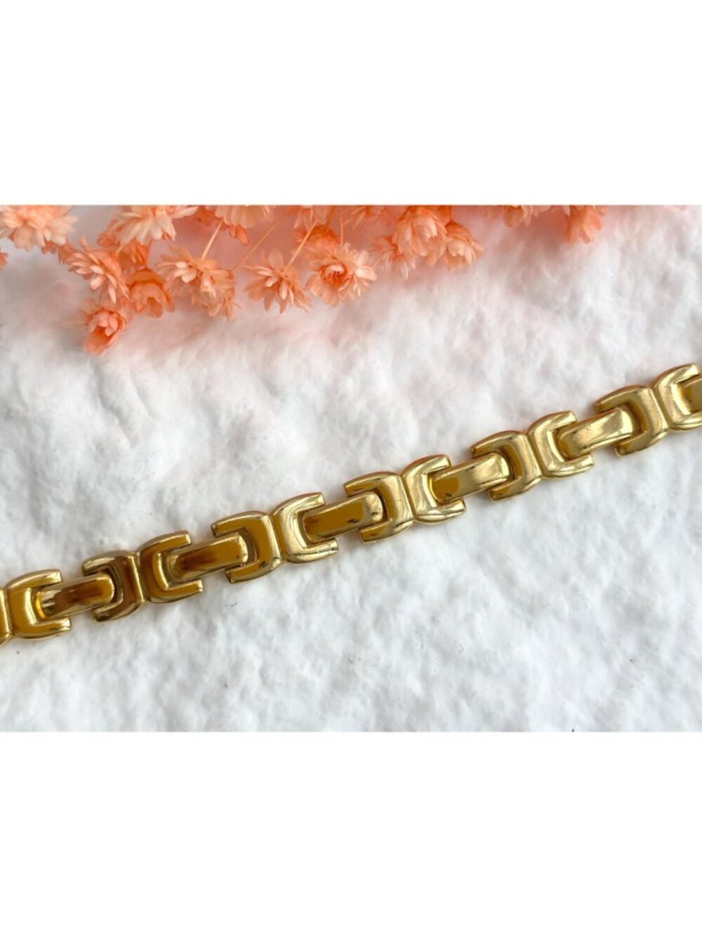 Fantasy Link Paneled Art Deco Inspired Gold Toned Chunky Vintage 80's Bracelet - Picture 13 of 13